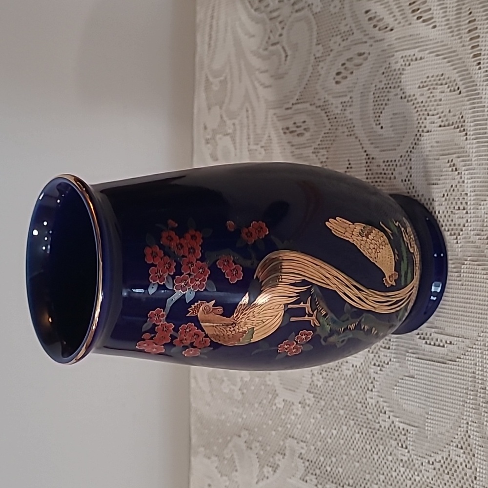 Vase Vintage Cobalt Blue Peacock Vase 7"